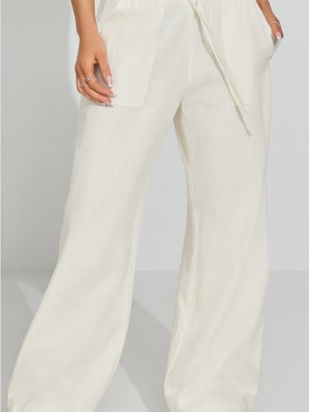 NWOT Garage Cream Wide-Leg linen Drawstring Pants